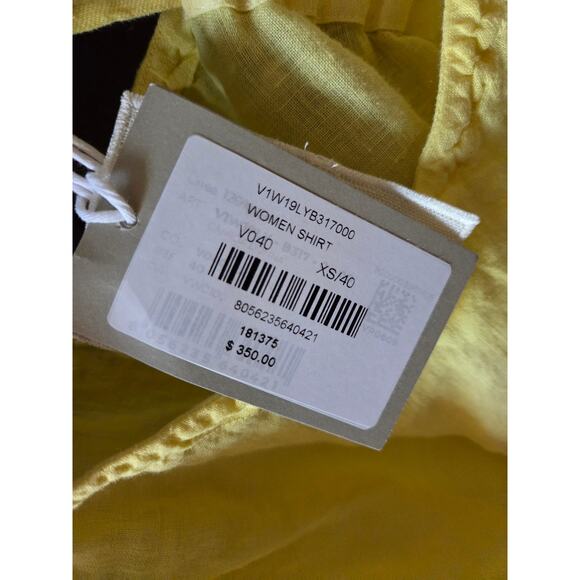 120% LINO Lemonade Yellow Linen Tie Waist Lightweight Blouse size xs 40 - Picture 4 of 7